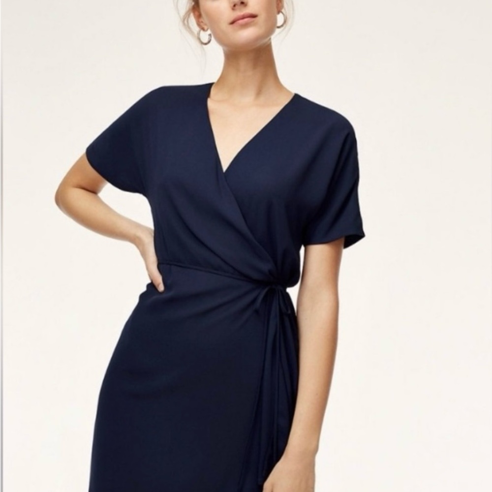 Babaton Midnight Blue Midi Wrap Dress
